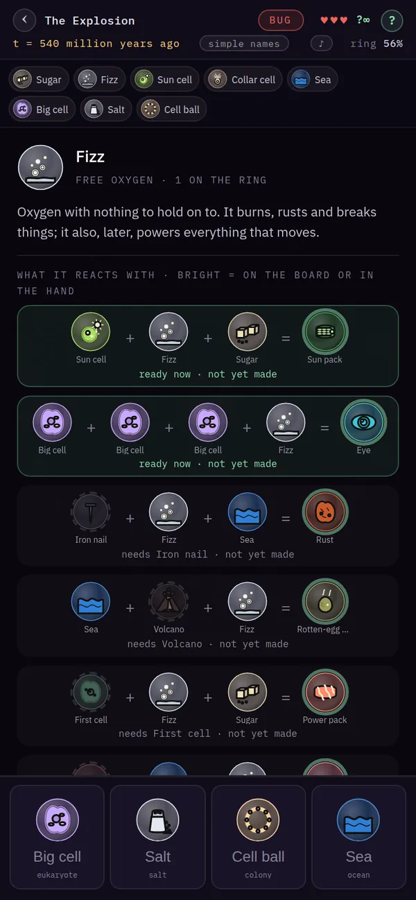 A coin's card: Fizz, free oxygen, and the recipes it goes into